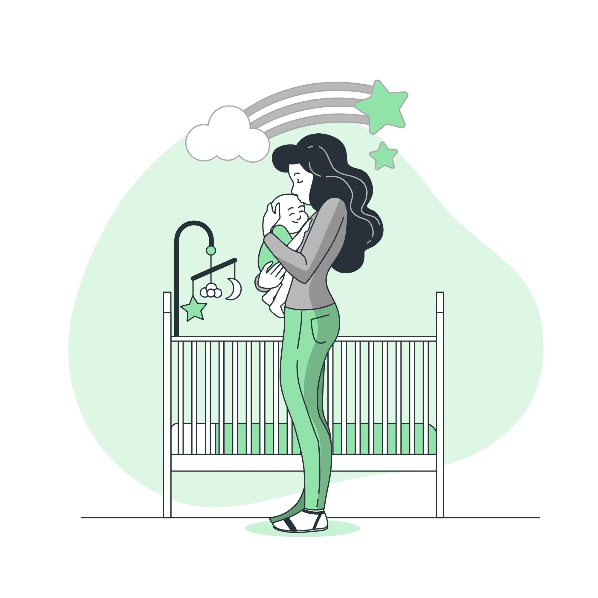 Cute baby illustration with welcome text for baby name website